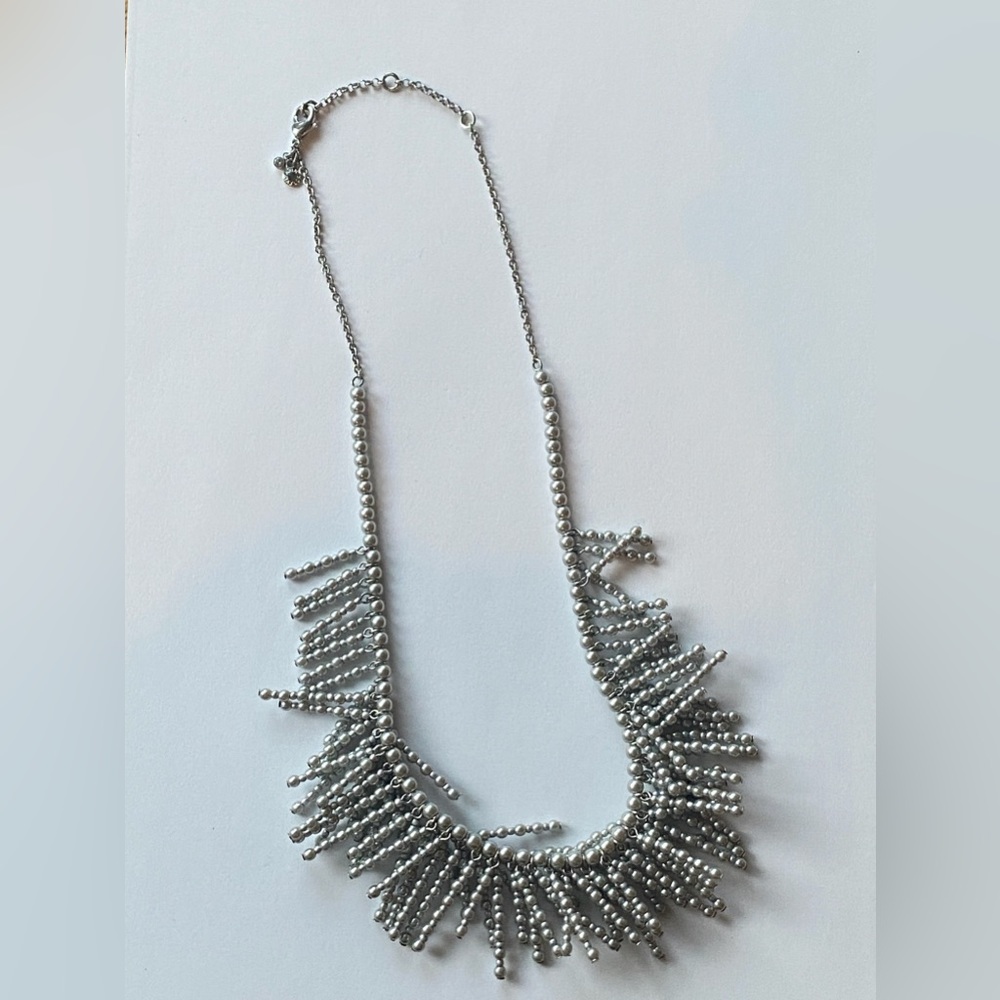 Ann Taylor Grey/Silver Beaded Necklace